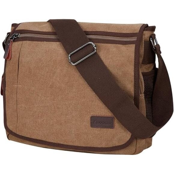 Messenger Bag for Men, 13 Inches Laptop Satchel Bags, Canvas Shoulder Bag